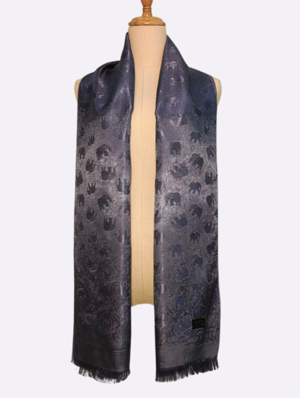 Charcoal Black Elephant Silk Scarf