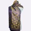 Purple and Gold Elephant Silk Scarf