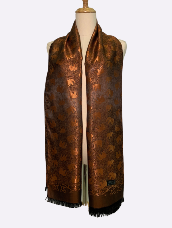 Dark Bronze Elephant Silk Scarf