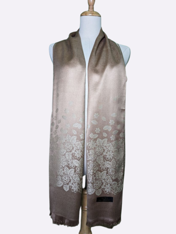 Taupe Floral Silk Scarf