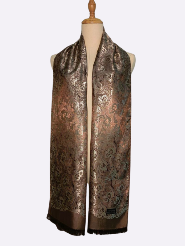 Mocha Floral Paisley Silk Scarf