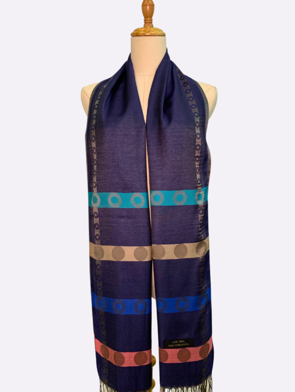 Circles and Stripes Abstract Silk Scarf