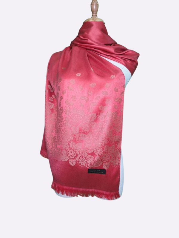 Watermelon Red Floral Silk Scarf