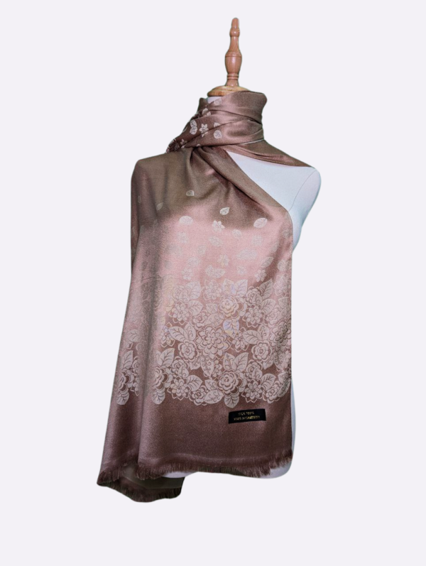 Taupe Floral Silk Scarf