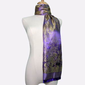 Purple and Gold Paisley Silk Scarf