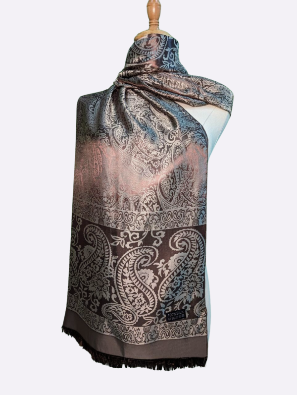 Taupe Paisley Silk Scarf
