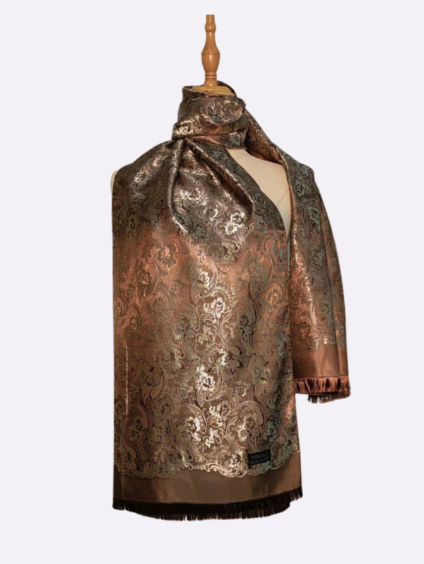 Mocha Floral Paisley Silk Scarf