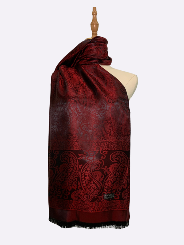 Maroon Red Paisley Silk Scarf