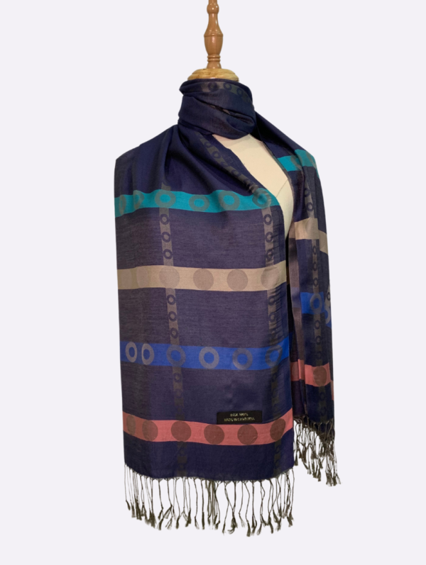 Circles and Stripes Abstract Silk Scarf